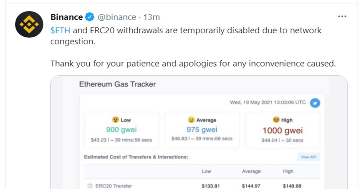 binance network congestion withdrawals disabled
