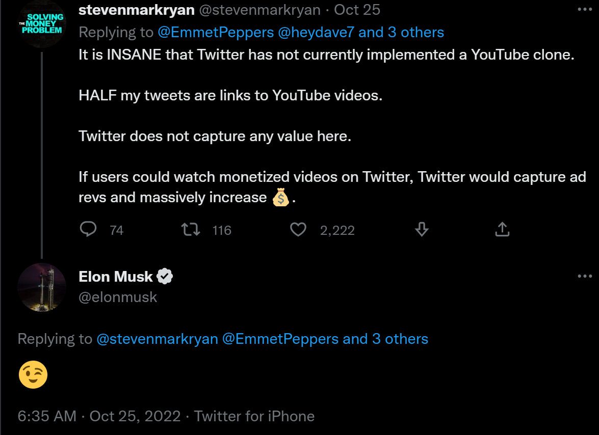 elon musk twitter youtube alternative